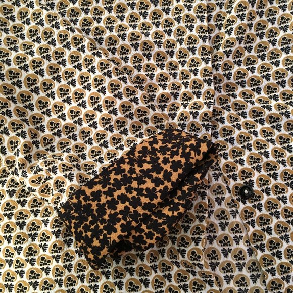 Zara Tan Yellow Black Flower Print Blouse - Picture 8 of 8